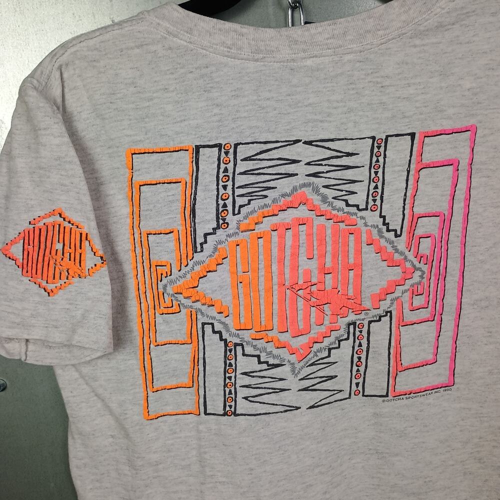 Gotcha Surf Wear Vintage 90s Youth Boys Kid Shirt Large Grunge Skate Neon Retro